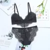 Dantel Bralette Linehined Yumuşak Güzel Güzellik Arka Sütyenleri Görmek Yüksek Kesilmiş Pantie Briefs Kadın iç çamaşırı takım elbise Ropa İç Femenina Y200708