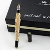 Jinhao Brand Gold Dragon Business Fountain Pen 0,5 mm Fine Nib Metal Writing Ink Pens School Office Artykułowanie Y200709
