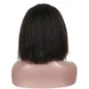 Malaysian Kinky Straight Lace Front Wig for Black Women 130% Natural Color Human Hair Bob Wigs