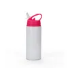 Portátil 600 ml xícaras com canudinho Diy Sublimação em branco 20 onças garrafa de água Esporte copo de caneca de alumínio com tampas de palha