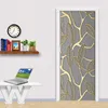 Criativo 3D Dourado Folhas De Porta Adesivo DIY Decoração Decoração Decalque Auto Adesivo Papel de Parede Impermeável Mural para Quarto Porta Renovação T200331