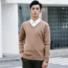 Sweaters masculinos 3xl Sweater Cashmere Mistura malhada Pullover em V vendendo outono lã de inverno de alta qualidade1