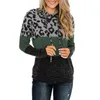 패치 워크 레오파드 인쇄 여성 스웨터 풀 오버 긴 소매 후드 후드 탑스 재킷 코트 숙녀 가을 겨울 스웨터 S-3XL E120502