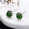 boucles d'oreilles en jade blanc naturel