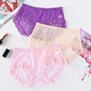 3 pçs / lote malha ultra-fina lingerie sexy moda mulheres underwear plus tamanho 4xl laço transparente calcinha oca