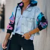 Kvinnors jackor 2021 Autumn Winter Cowgirl Jacket färg matchande tie-dye denim rippade fransad feminin kappa lös