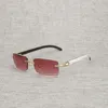 Ienbel Vintage lunettes de soleil en bois naturel hommes corne de buffle monture sans monture lunettes femmes pour accessoire extérieur Oculos Square Gafas 4182991