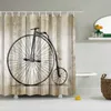 Waterproof Screen Polyester Bath Curtains Decoration Shower Curtain Sets with 12 Hooks In The Bathroom Wooden Door Prints T200711