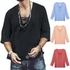 Men's Summer Sumgy Stripe Linge en coton à manches courtes Chemises de poche Tops Blouse S-2XL confortable chemise hawaïenne1
