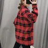 Camicetta da donna top camicia a quadri vintage camicetta coreana a maniche lunghe camicetta elegante da donna streetwear camicetta bianca in cotone rossa 2019 T200111