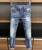 Moda de marca Europeia e americana Jean são homens casuais motocicleta slim jeans desgastado lt9629