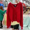 Autumn new design women's v-neck long sleeve warm thickening mohair wool knitted high quality sweater coat cardigan tops