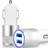 Real 21A Metal Dual USB Port Car Adapter Charger Universal 12 Volt 1 2 Amp 2 Port car chargers for Samsung HTC LG with retail pac8388723