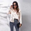 Camisa elegante da mulher 2022 Primavera nova moda lapela pescoço cardigã de manga longa cor sólida blusa casual ladies tops