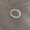 Minimalista Multi Bead Pérola De Água De Água Geométrica Anéis Dedo Mulheres Dedo Jóias Moda Ajustável Elástico Anel