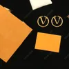 Дизайнерские золотые серьги для женщин, роскошные модные серьги-кольца с буквами, женские ювелирные изделия, серьги-гвоздики с коробкой, женские обручи Earri232k
