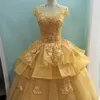 2021 Dubai Quinceanera Vestidos Princesa Ball Vestido Tule Doce 15 Vestido com Lace Appliqued fotos reais