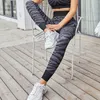 Kız Çizgili Baskılı Yoga Kıyafetler Dikişsiz Koşu Pantolon Tayt Pisti Popo Tayt
