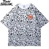 2020 Hip Hop Streetwear T-shirt surdimensionné imprimé léopard Harajuku T-shirt d'été à manches courtes Tops Tee coton violet lâche T-shirt LJ200827
