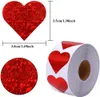 500pcs Red Heart Shape Labels Valentine's Day Paper Packaging Sticker Candy Dragee Bag Gift Box Packing Bag Glitter Sticker RRA11445