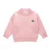 Children's Sweater Boy Cartoon Embroidered Round Neck Solid Color One Velvet Shirt for Girls