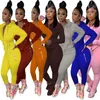 Dropshipping Womens Clothing 2 Piece Set Casual Stand Collar Långärmad Kvinnor Två Piece Outfits Solid Color Women Tracksuits