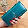 Vintage Oil Wax Leather Long Wallet Mobiltelefon Bag Zip Pocket265a