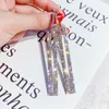 HOOP S925 Silver Needle Geométrica Rectángulo Super Bright Crystal Pendientes Versión coreana Joyería Pendientes largos