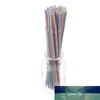 100 упакованных одноразовых гибких пластиковых соломенных стержней Инструменты полосатой многоцветный радуж