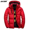 AKSR Heren Winter Down Jacket Jas Wit Duck Down Jassen met een Kap Dikke Thermische Warm Uitloper Puffy Jacket Doudoune Homme 201201