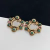 2021 new fashion letter Stud earrings aretes orecchini ladies colored diamonds gems brand designer earring