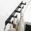 Matte Black Space Aluminum Bathroom Hanger Hook Wall Mount Coat Hook Bathroom Robe Hooks Row Hook Bathroom Hardware T200717