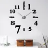 Large Wall Clock 3D Modern Design Silent Big Digital Acrylic Mirror Self adhesive Wall Clock Sticker for Living Room Decoration