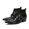 Automne Winter Men Chaussures Snake Sket Genuine Le cuir Boots Fashion Bottes Point Toe Bottes de grande taille Bottes de la cheville