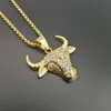 Hip Hop Rapper Style Bull Head Tau Pendants Necklaces for Men Gold Color 316L Stainless Steel Personality Party Jewelry Gift260a