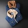 겨울 고품질 새로운 남성용 청바지 재킷 캐주얼 솔리드 컬러 데님 자켓 플러스 벨벳 따뜻한 모피 칼라 청바지 자켓 대형 M-5XL 201218