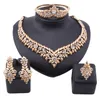 Ensemble de bijoux en cristal africain, ensembles de bijoux indiens à la mode, fête de mariage élégante pour femmes, collier, Bracelet, boucles d'oreilles, Ring284J