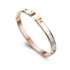 Europe America Style Fashion Lady Femme Titanium Steel Gravé H Initiales White Mother of Pearl Bangle Bracelets 3 Color4634624