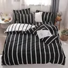 Literie en coton 4pcs avec housse de couette taie d'oreiller enfants Stripe Linge de lit King Queen Full Twin Size Y200417