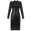 Casual jurken dames winter sexy lange mouw coltruien mesh mesh pailletten glitter zwarte midi jurk 2022 elegante avondfeestje club vestidos1