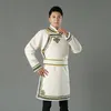 Монгольские костюмы для мужчин этнические танец одежда зима с длинным рукавом густая одежда фестиваль вечеринка халат азиатский мужское платье