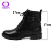 Nouvelle mode style européen noir bottines appartements bout rond noir zip bottes en cuir PU femme chaussures avec peluche chaude Y200114