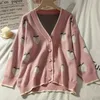 Neuploe Pull Cardigan Cardigan mignon manteau rose femmes cardigans de pêche tricoté veste surdimensionnée 2020 coréen automne à manches longues Femme 201023