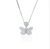 Small fresh butterfly necklace s925 sterling silver simple fashion insect design new clavicle chain female accessories Q0531