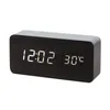 LED Wooden Alarm Clock Watch Table Voice Control Digital Wood Despertador Electronic Desktop USB/AAA Powered Clocks Table Decor 201222