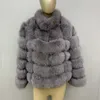 true fur coat Women's warm and stylish natural fox fur jacket vest Stand collar long sleeve leather coat Natural fur coats 201212