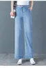 WYWAN Pantalone dritto a vita alta vintage per donna Streetwear Jeans da donna con bottoni in denim femminile con cerniera 201223