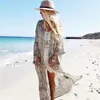 Bohemian Stampato Caviglia Lunghezza Beach Cover Up Plus Size Donna Estate Beachwear Chiffon Costume da bagno Coverup Kimono Cardigan LJ200815