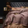 ホームテキスタイルラグジュアリー1000TCエジプト綿寝具セット自然サテンベッドリネン220x240ピローケース/フラットシート羽毛布団カバー1