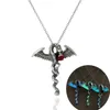 Pendant Necklaces Punk Style Necklace With Silver Color Dragon Shaped Glow In The Dark For Men Gift1